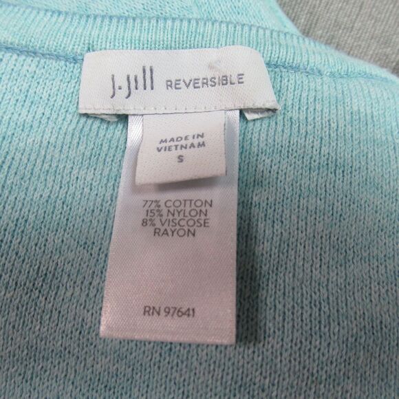 J. Jill Reversible Sweater Womens Size S Blue Sea Green Asymmetrical Hem Casual - Picture 2 of 14
